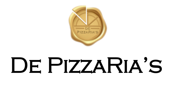 logo of De PizzaRia's pizza deluxe Italian pizza